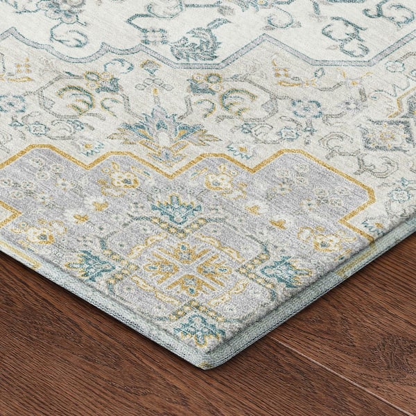 Mayfield Premium Machine Washable Abstract AMF2486 Ivory 2 ft. x 3 ft. Accent Rug