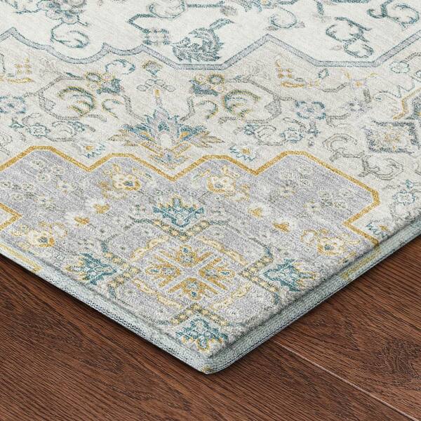 Mayfield Premium Machine Washable Abstract AMF2486 Ivory 2 ft. x 7 ft. Runner Rug