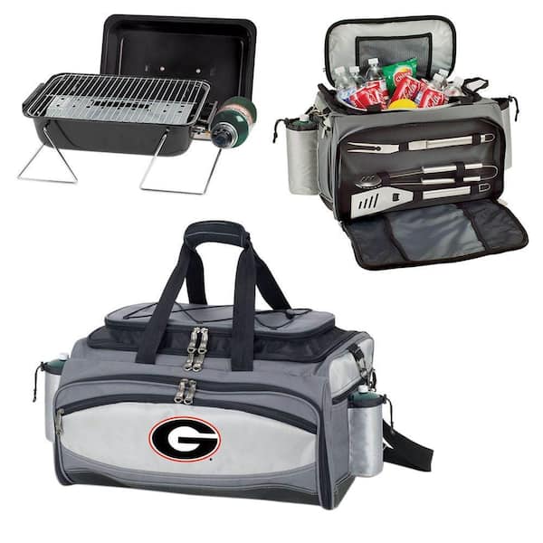 Picnic Time Vulcan Georgia Tailgating Cooler and Propane Gas Grill Kit with Digital Logo