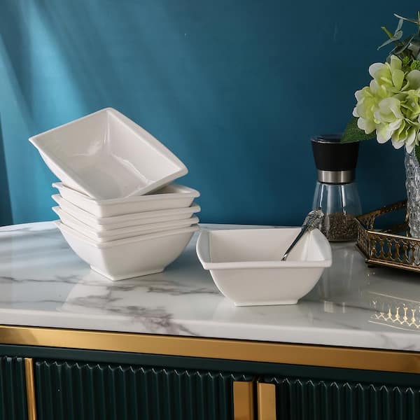 MALACASA Series Blance Porcelain Dinnerware Set Kitchen Dish Square Plates  Bowls
