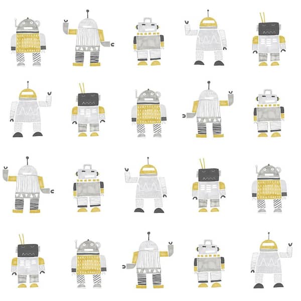 Chesapeake Gold Callum Robots Matte Paper Non-Pasted Wallpaper Roll
