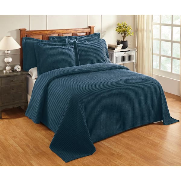 Better Trends Jullian Collection 2-Piece Teal Twin 100% Cotton Tufted Unique Luxurious Bedspread Set