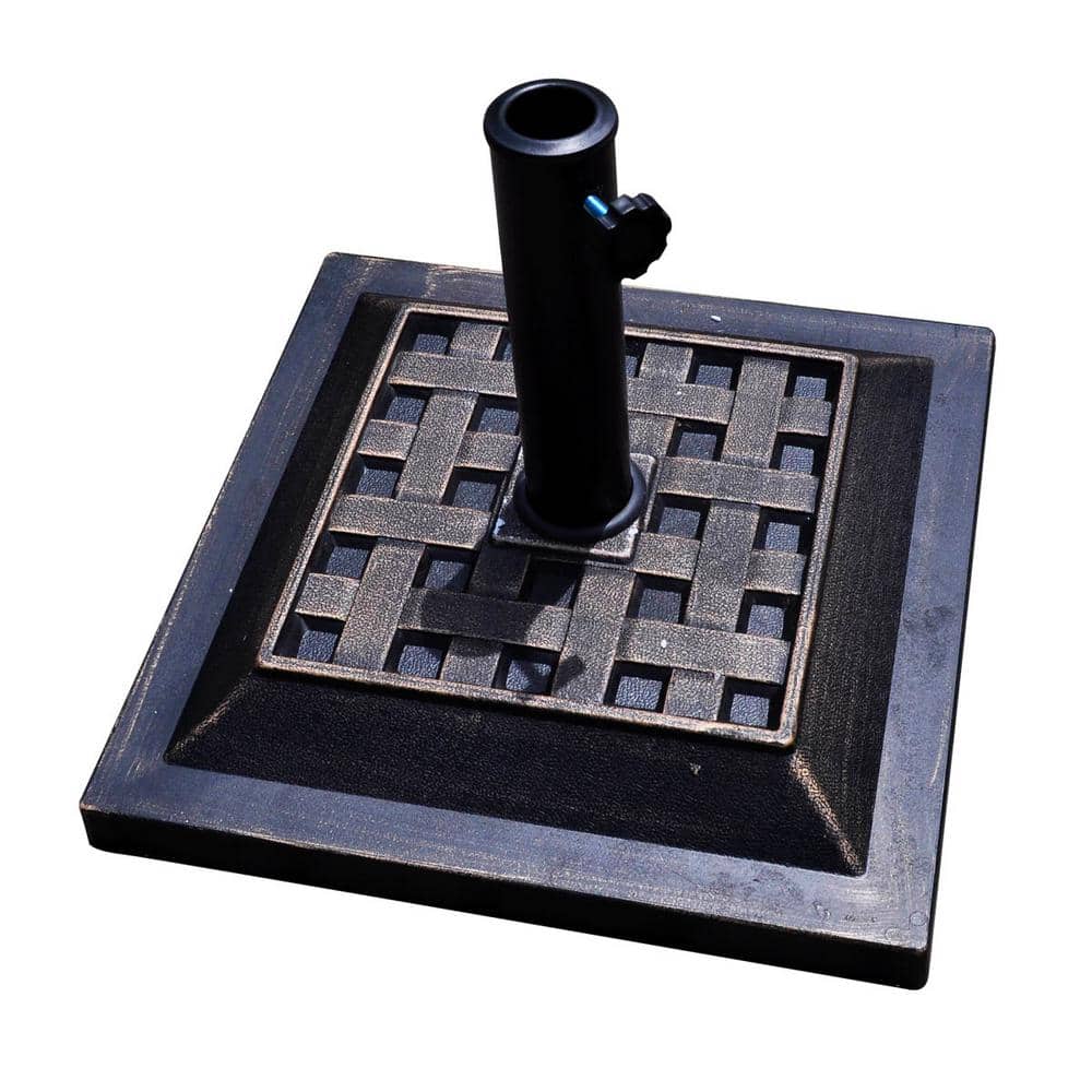 25.6 lbs. Resin Metal Heavy-Duty Square Patio Umbrella Base in Bronze