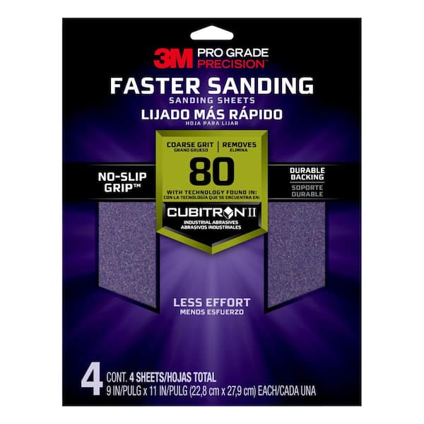 3M Pro Grade Precision 9 in. x 11 in. 80 Grit Coarse Advanced Sanding Sheets (4-Pack)