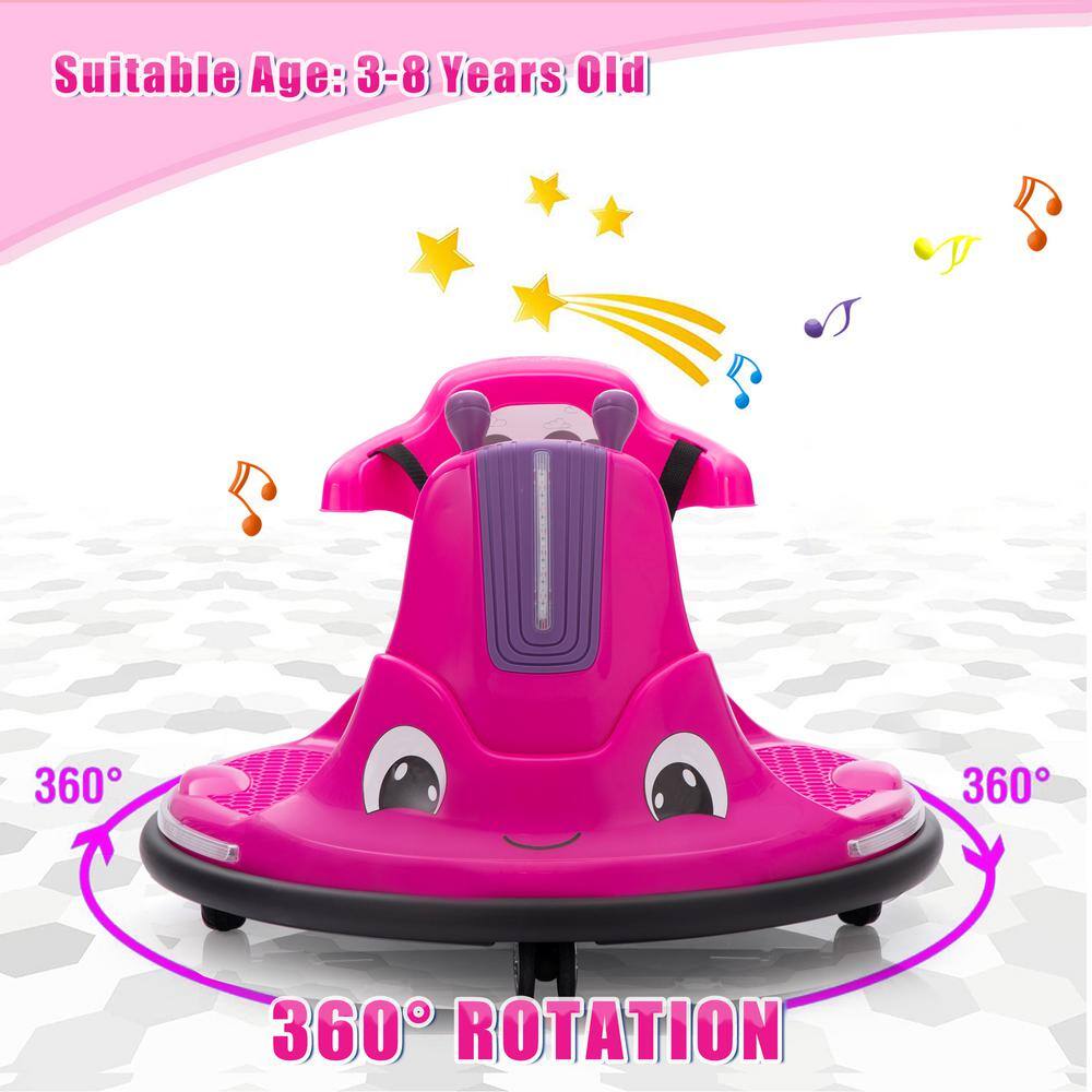 Pink 12-Volt Kids Electric Bumper Car with LED Lights