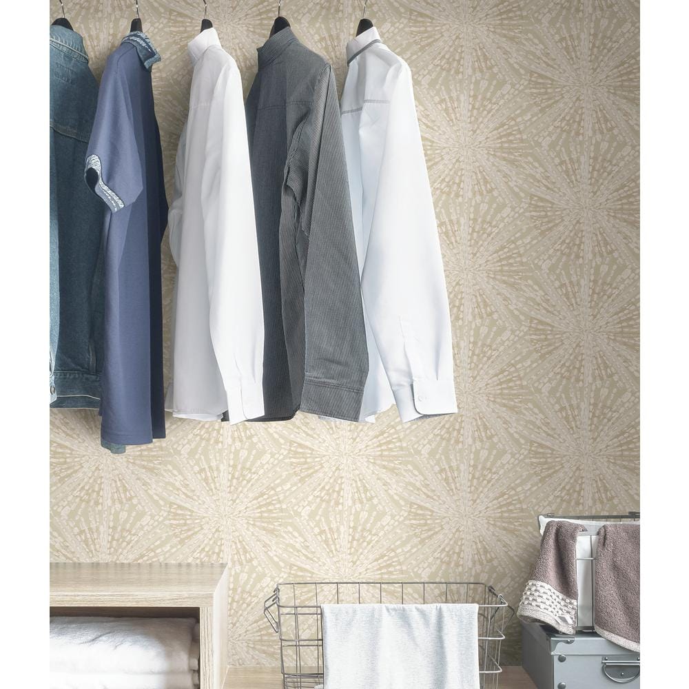 Soft Gold Sunburst Self-Adhesive Vinyl Peel and Stick Wallpaper Roll