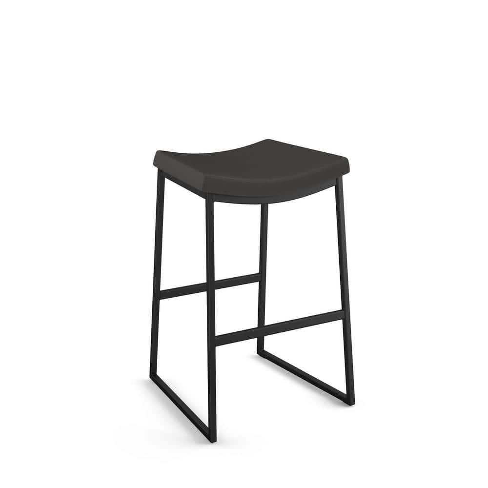 David 30" Black Faux Leather Backless Bar Stool