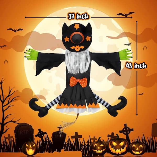 OGETFUUR White Polyester Halloween Crashing Witch Decor with