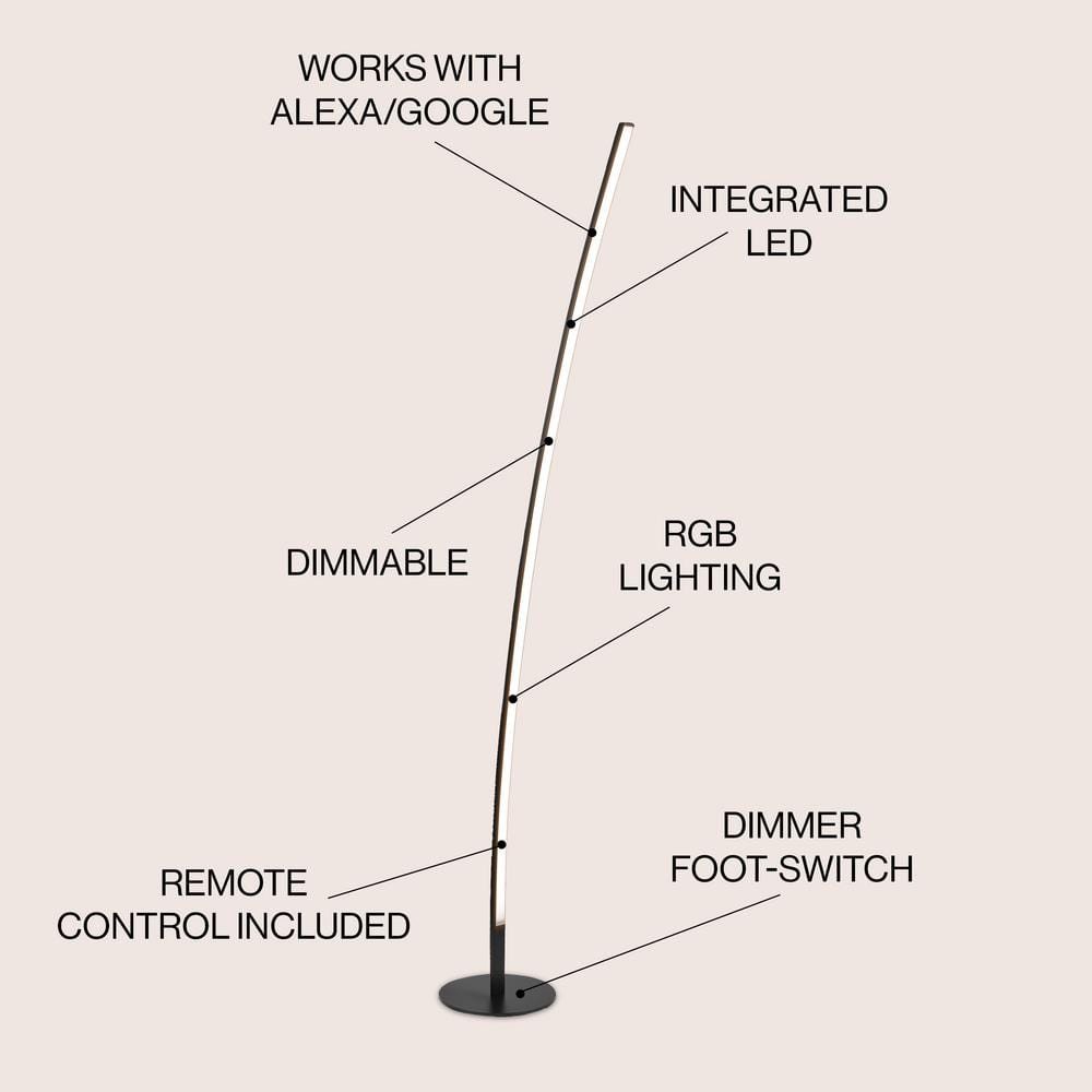 Malthe 71" Black Aluminum/Iron Arc LED Floor Lamp