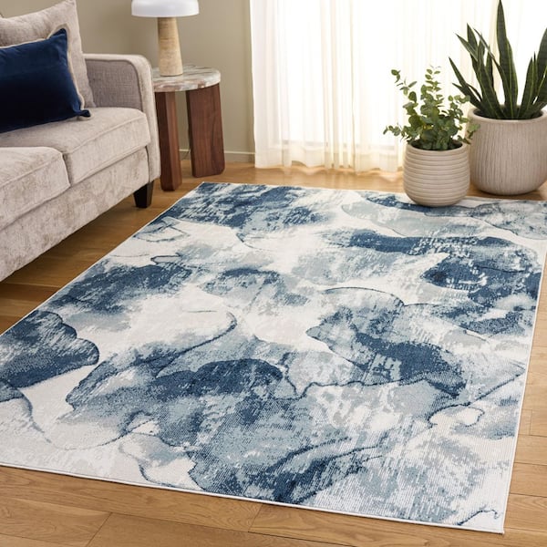 Utopia 7 x 10 Blue/Ivory Abstract Area Rug