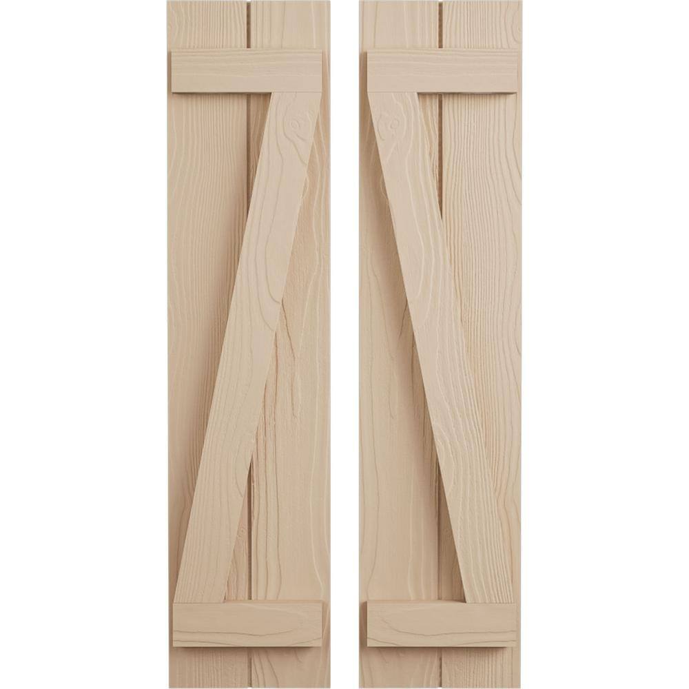 11 in. x 78 in. Timberthane Polyurethane 2-Board Joined Board-n-Batten Sandblasted Faux Wood Shutters w/Z-Board Pair price history on PriceWatchPro