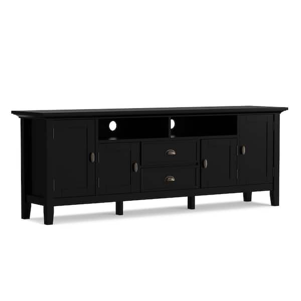 Redmond Solid Wood 72 in. Wide Transitional TV Media Stand in Black for TVs up to 80 in.