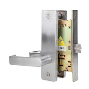 DXML Series Brushed Chrome Grade 1 Passage Mortise Door Handle with Escutcheon Left-Handed Lever