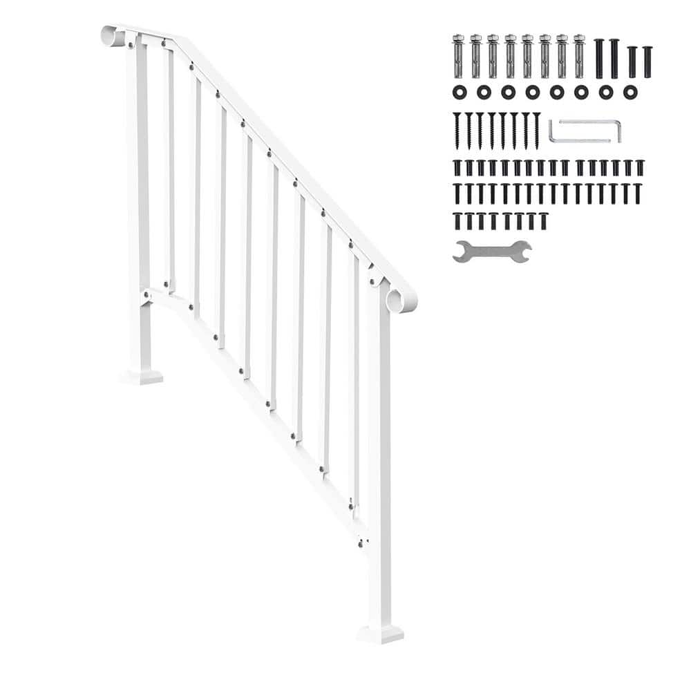 3-4 Step 38.98 in. H x 3.31 in. W, White, Steel, Stair Railing Kit, Handrails Steel for Seniors, Concrete Porch and Deck price history on PriceWatchPro