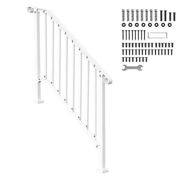 SVOPES 3-4 Step 38.98 in. H x 3.31 in. W, White, Steel, Stair Railing Kit, Handrails Steel for Seniors, Concrete Porch and Deck