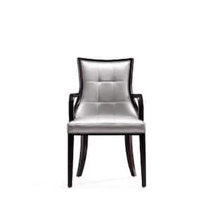 Fifth Avenue Silver and Walnut Faux Leather Dining Armchair