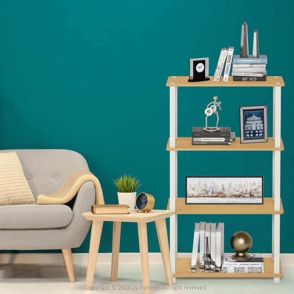 Furinno 29.6 in. Tall Beech/White 3Shelves Etagere Bookcases 18025BE/WH The Home Depot