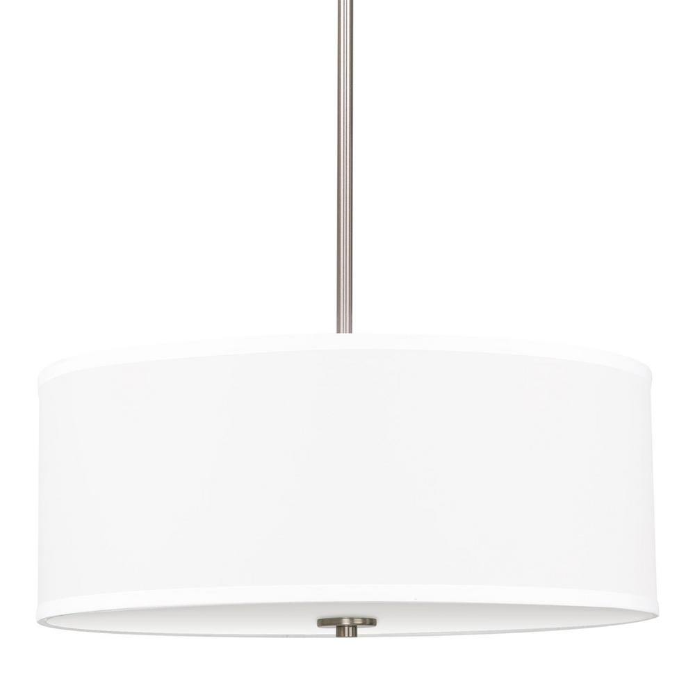 Nolan 60-Watt 3-Light Brushed Nickel Modern Chandelier with White Shade, No Bulb Included price history on PriceWatchPro