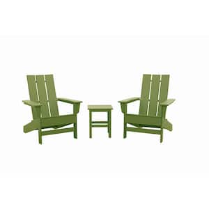 Aria Lime Recycled Plastic Modern Adirondack Chair with Side Table (2-Pack)