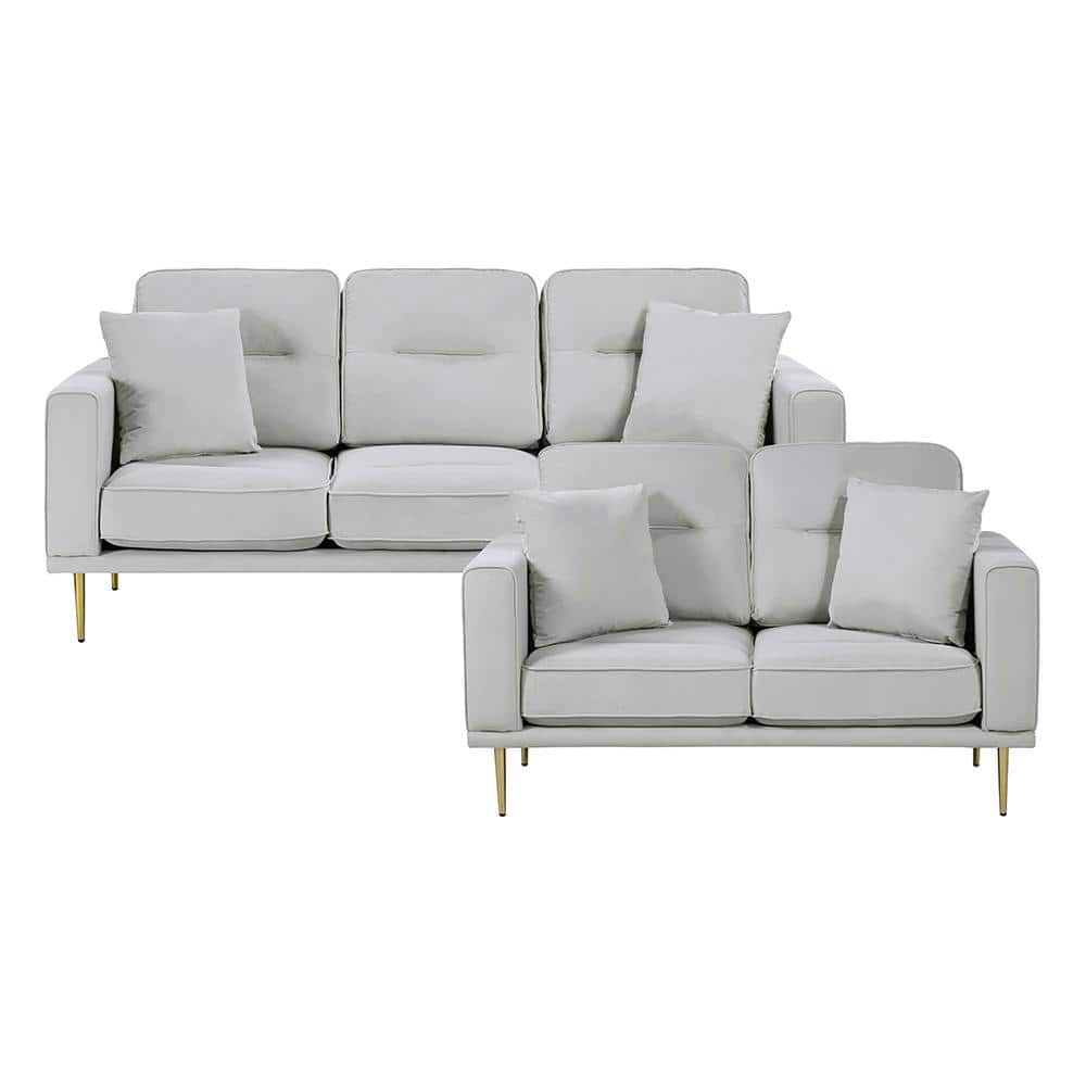 Armando 82 in. W Straight Arm Velvet Rectangle 2-Piece Living Room Sofa Set