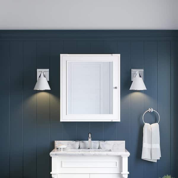 Home Decorators Collection Aberdeen 24 in. W x 8 in. D x 27 in. H Rectangular Surface Mount White Medicine Cabinet with Mirror