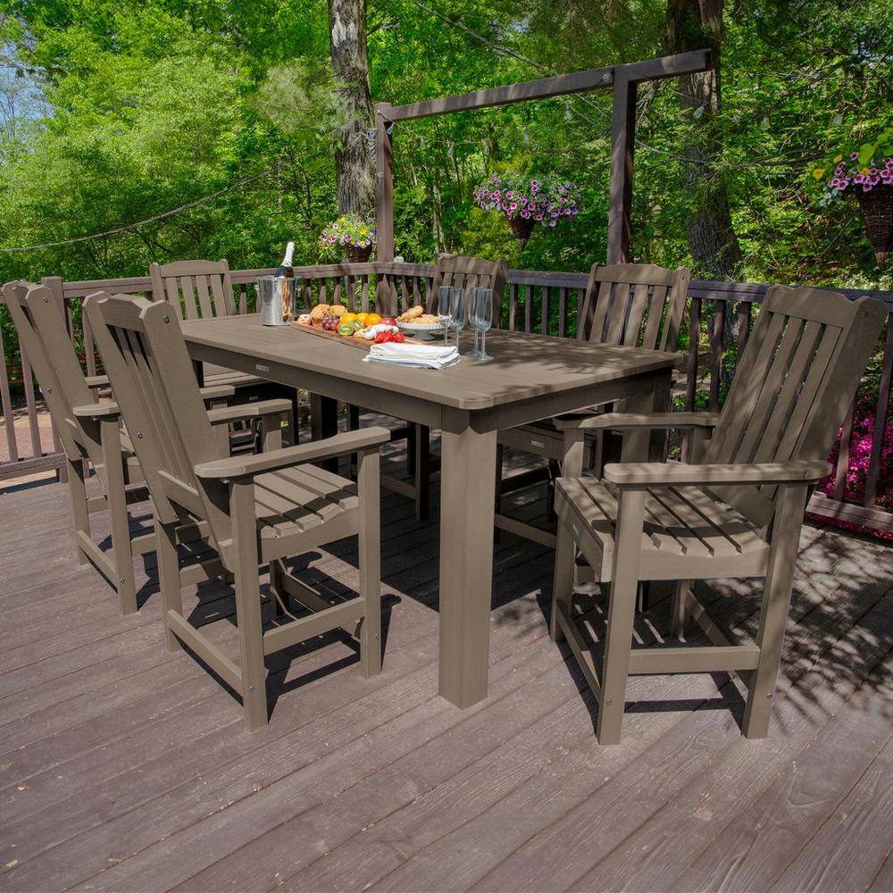 Lehigh Woodland Brown Counter Height Plastic Outdoor Dining Set in Woodland Brown Set of 6 price history on PriceWatchPro