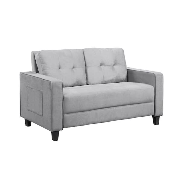Z-joyee Modern 60.63 in. W Square Arm Velvet Straight Convertible Sofa in Gray
