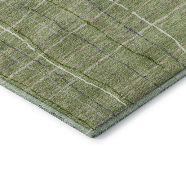 Mayfield Premium Machine Washable Abstract AMF998 Green 8 ft. x 10 ft. Area Rug