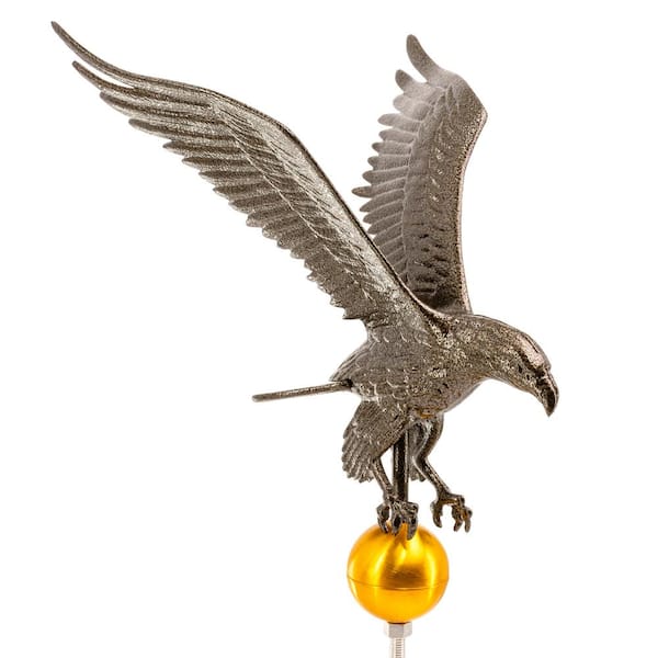 18" Aluminum Flagpole Eagle - Hammered Bronze with Gold Globe