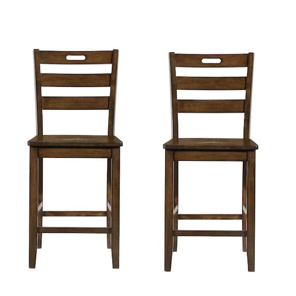 Furniture of America Quinby Live Edge Oak Wood Counter Height Side Dining Chairs (Set of 2)