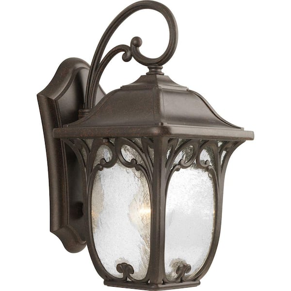 Progress Lighting Enchant Collection 1-Light 15.1 in. Outdoor Espresso Wall Lantern Sconce