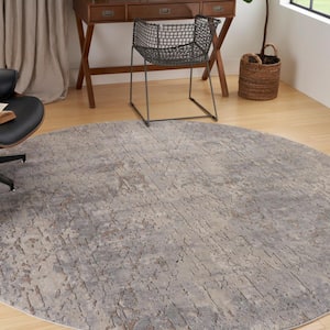 Concerto Beige/Grey 8 ft. x 8 ft. Abstract Contemporary Round Area Rug