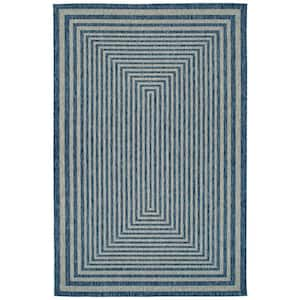 Soleri Collection Navy 2'7" x 4'11" Rectangle Residential Indoor-Outdoor Throw Rug