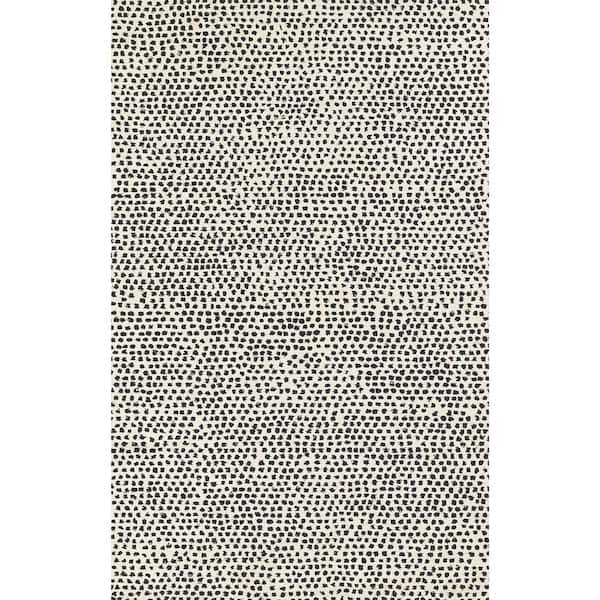 Tempaper Peppered Spots Off White & Black 5 ft. X 8 ft. Tufted Wool Area Rug