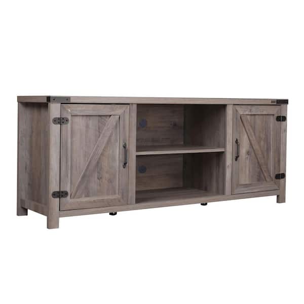 Huluwat 59 in. Grey TV Stand with 2-Cabinets Fits TV's up to 60 in. with Cable Management