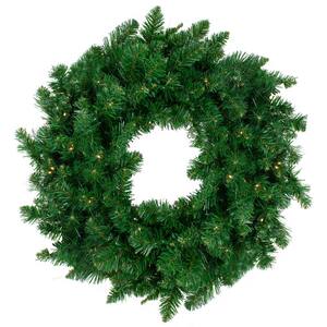 24 in. Pre-Lit LED Twin Lakes Fir Artificial Christmas Wreath with Clear Lights