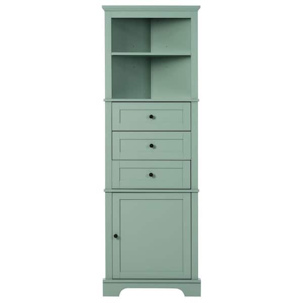 Miscool Anky 23 in. W x 13.4 in. D x 68.9 in. H Green MDF Freestanding Bathroom Storage Linen Cabinet