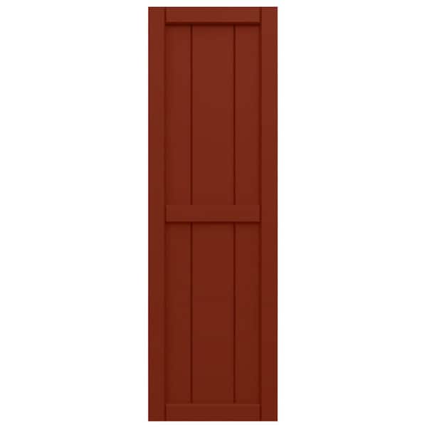 16 1/8"W x 43"H EnduraCore Composite, 3-Board Framed Board-n-Batten Shutters, Pepper Red (Pair-No Hardware)