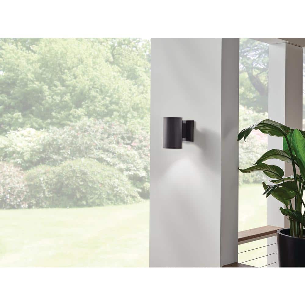 Black Aluminum Cylinder Outdoor Wall Sconce