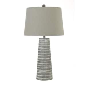 28 in. Casual Grey Indoor Table Lamp with Decorator Shade