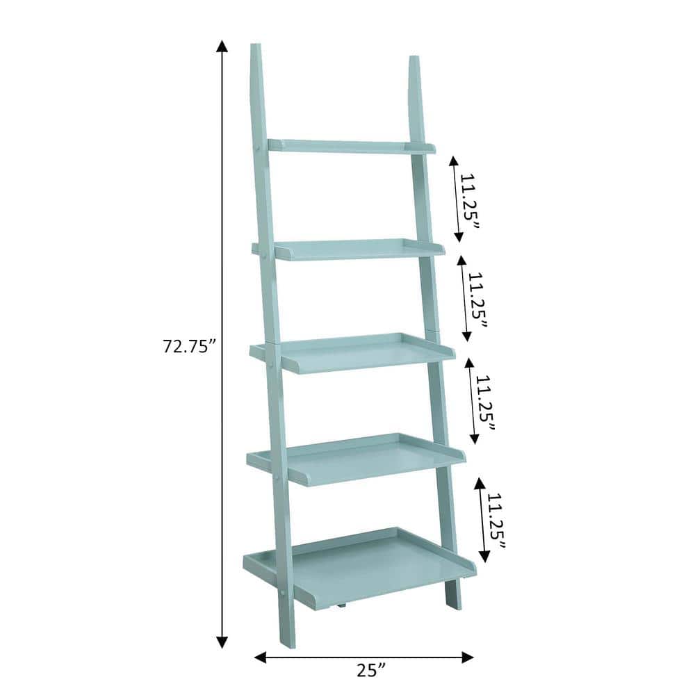 Gray Wood 5-Shelf Ladder Bookcase