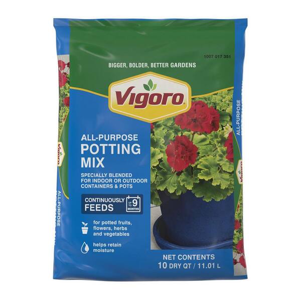 Vigoro 10 qt. All Purpose Potting Soil Mix for Indoor or Outdoor Use for Fruits, Flowers, Vegetables and Herbs