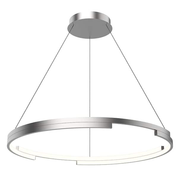 KUZCO Anello Minor 32 in. 1 Light 80-Watt Brushed Nickel Integrated LED Pendant Light