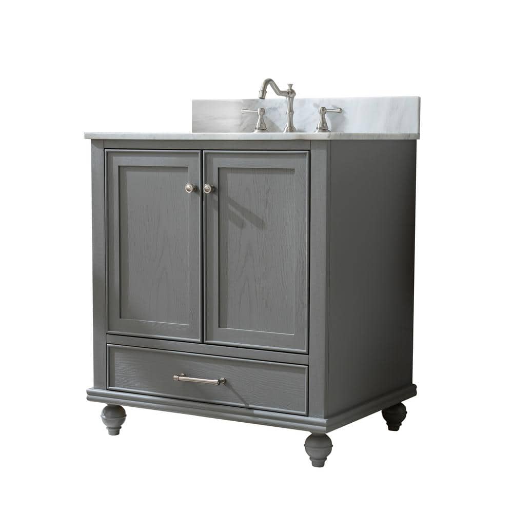 Melissa 30" Grain Gray Single Vanity with Carrara White Top