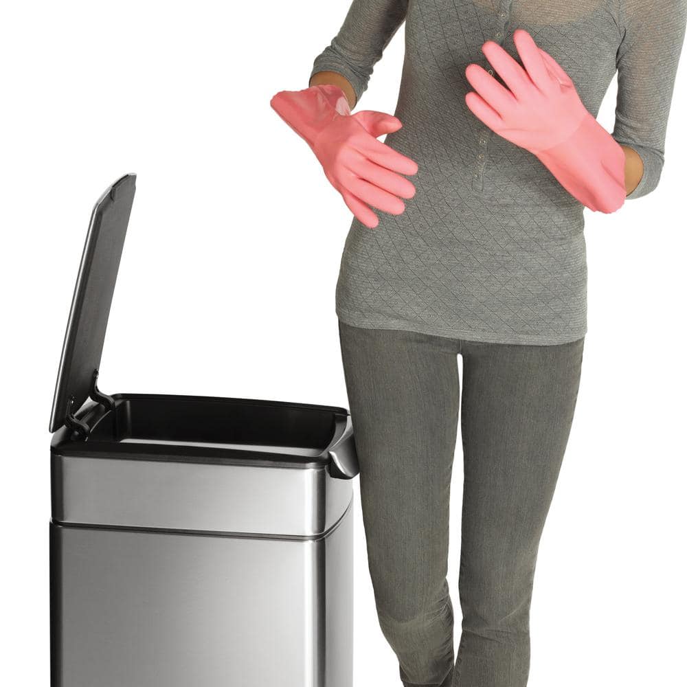 Slim Brushed Stainless Steel Touch-Bar Trash Can, 40L