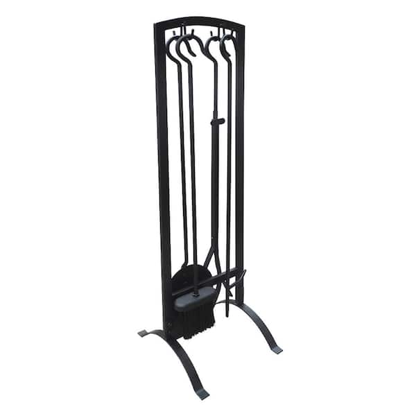 5-Pieces Iron Fireplace Tools Sets Fireplace Accessories Tools with Holder for Indoor Outdoor Fireplace Fire Pit Black