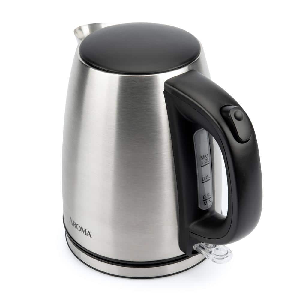 Aroma 1.0-Liter Stainless Steel Electric Kettle with Black Handle