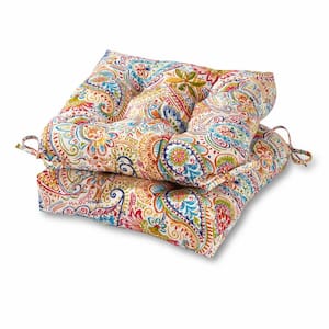 Painted Paisley Jamboree Square Tufted Outdoor Seat Cushion (2-Pack)
