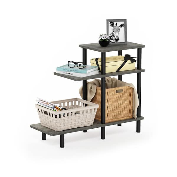 Furinno Turn-N-Tube French Oak Grey 3-Tier Sofa Side Table