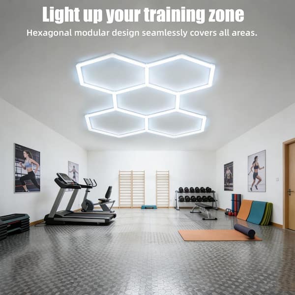 WYZM 7.92 ft. 168-Watt 5-Grids Hexagon Led Light, 5000 K Durable